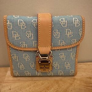 Dooney & Bourke Blue and Tan Signature Wallet